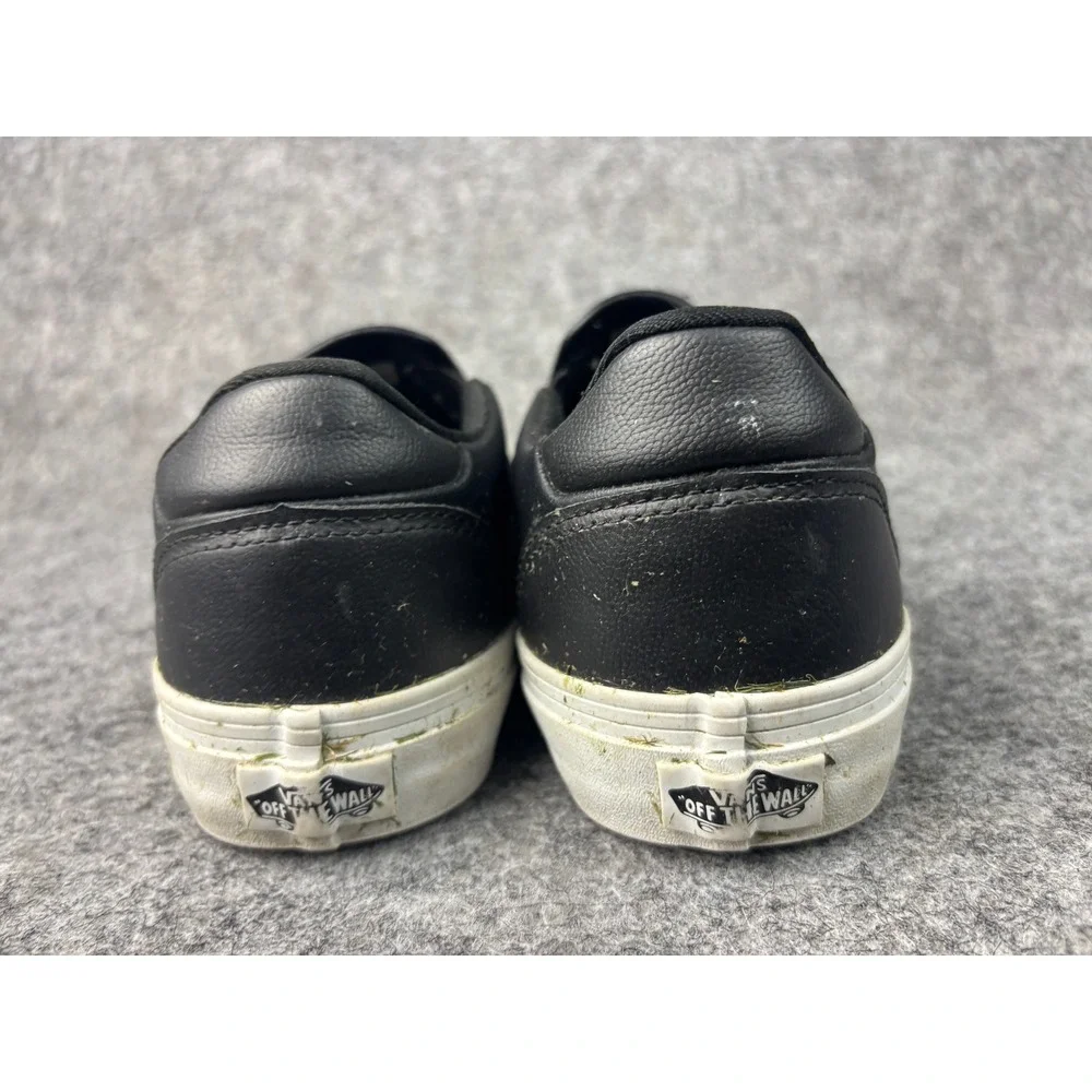 Vans Classic Slip On Mens Size 8 Black Faux Leather OrthoLite Skate Shoes